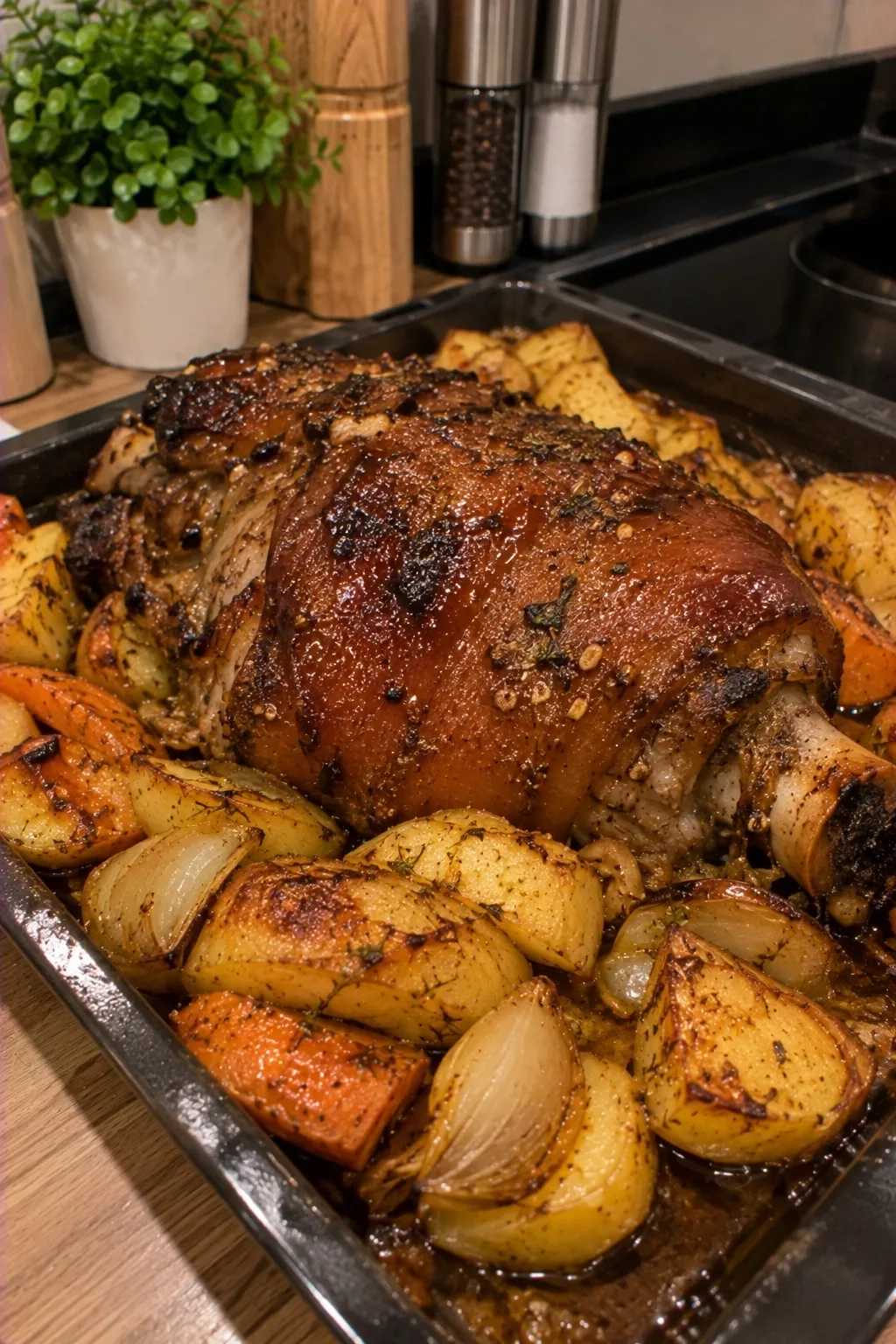 🍖 РУЛЬКА, ЗАПЕЧЁННАЯ В ДУХОВКЕ — МЯСО ОТХОДИТ ОТ КОСТИ, А КОРОЧКА РУМЯНАЯ И ЛИПКAЯ