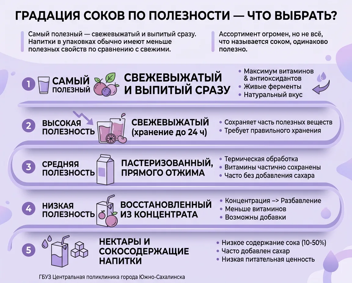 🥤 Градация соков по полезности: что выбрать?