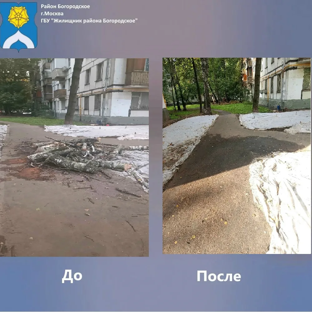 ГБУ "Жилищник района Богородское" проведена уборка дворовой территории по адресу: