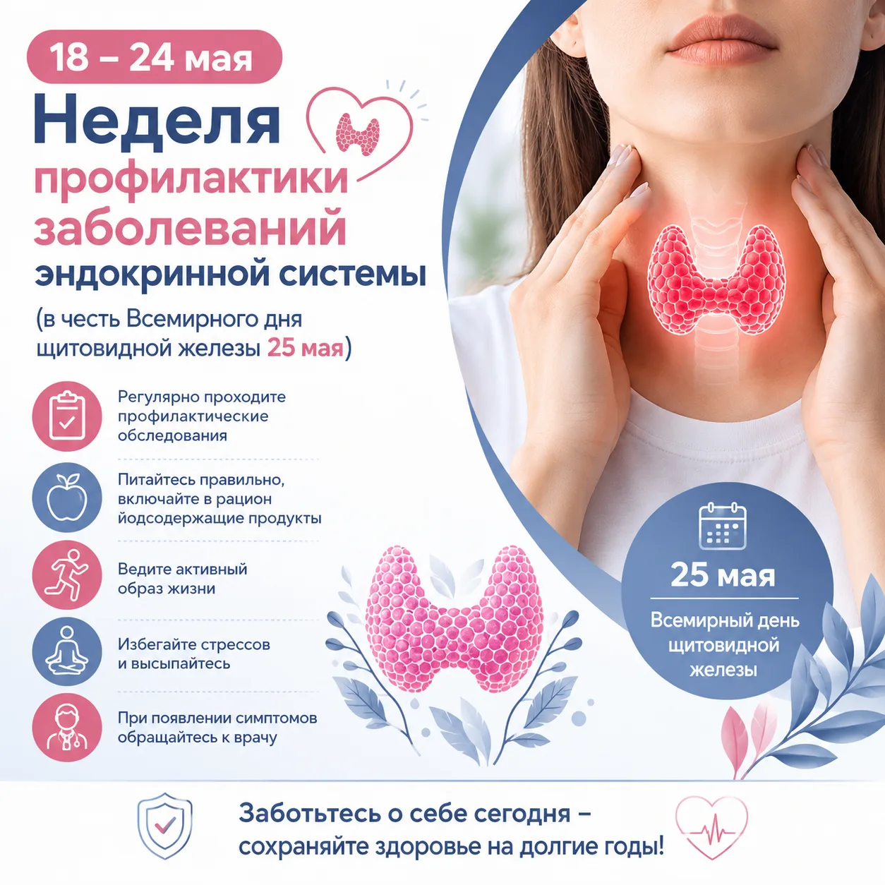 🗓С 18 по 24 мая проходит Неделя профилактики заболеваний эндокринной системы. Она приу...