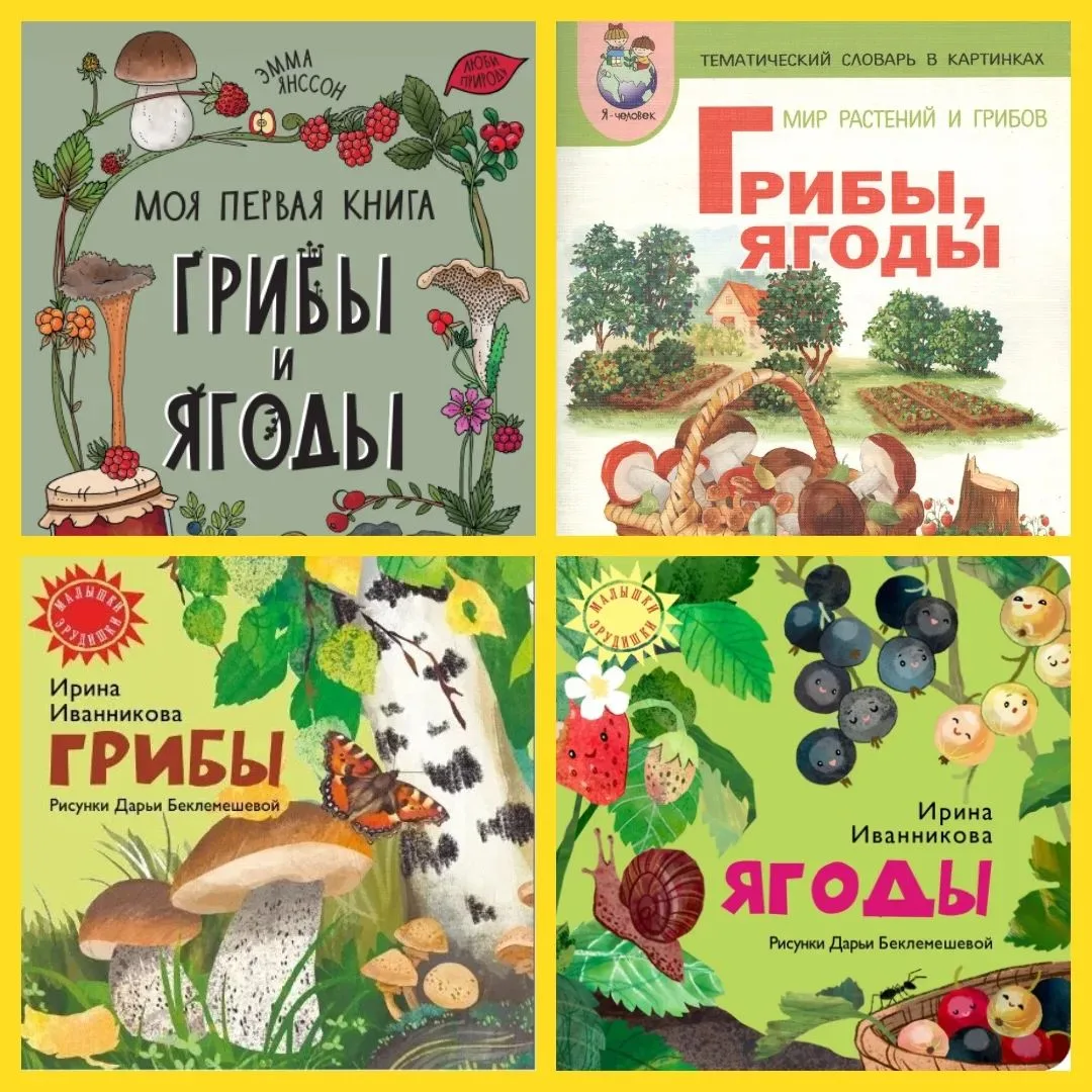 Книги про грибы и ягоды — отличный способ познакомить малыша с лесом! 🍂