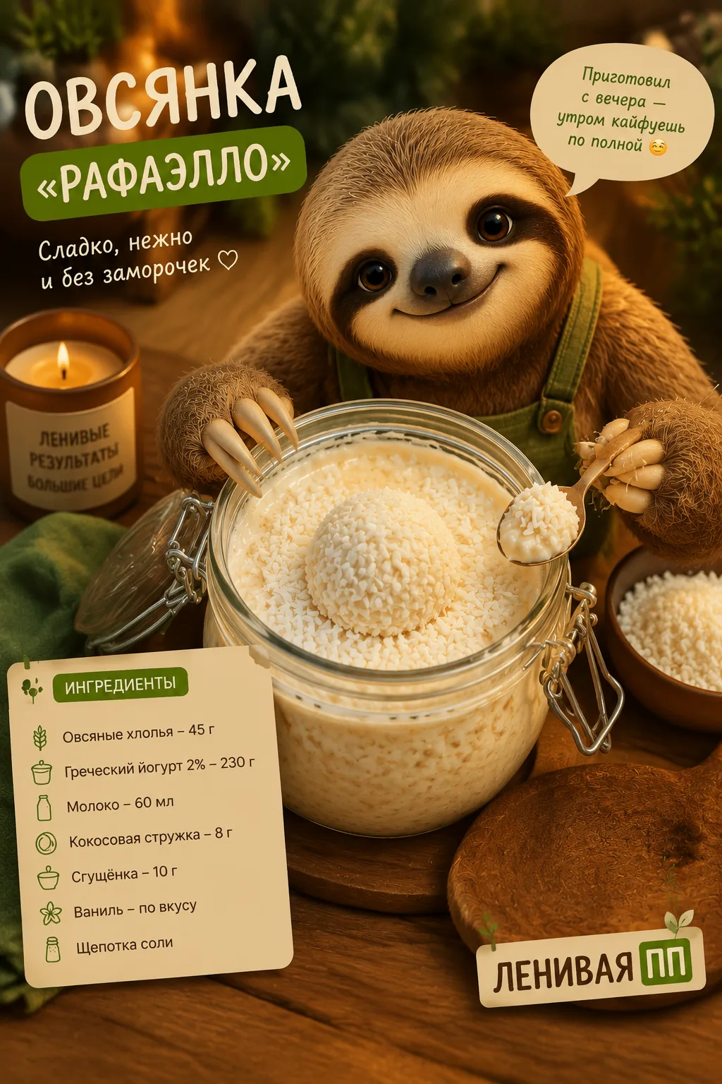 🥥 Овсянка «Рафаэлло»