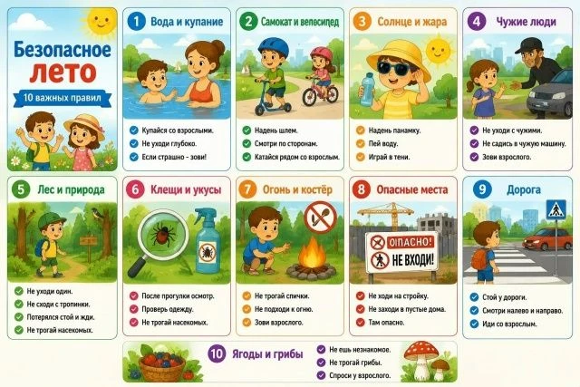 Самомое яркое время года! 
Мы собрали 10 золотых правил, которые помогут провести лето без забот. А 