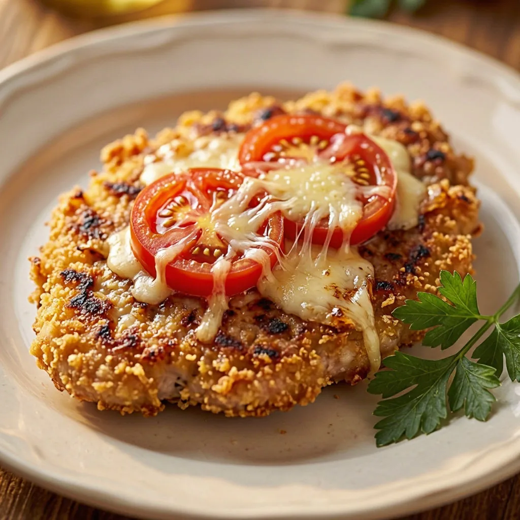 Куриные отбивные с сыром и помидором