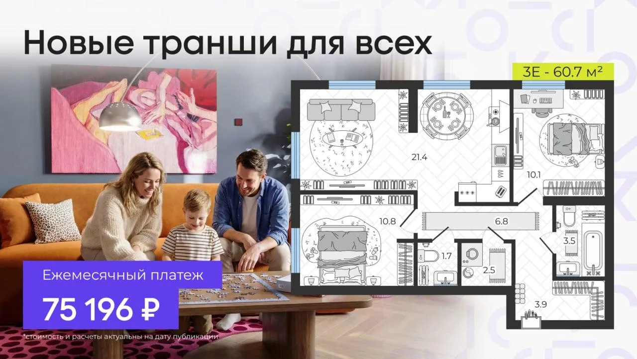 👀 Как платить за свою евротрешку с ремонтом white box 75 тыс ₽ / мес  Ответ простой — транши. Не нуж