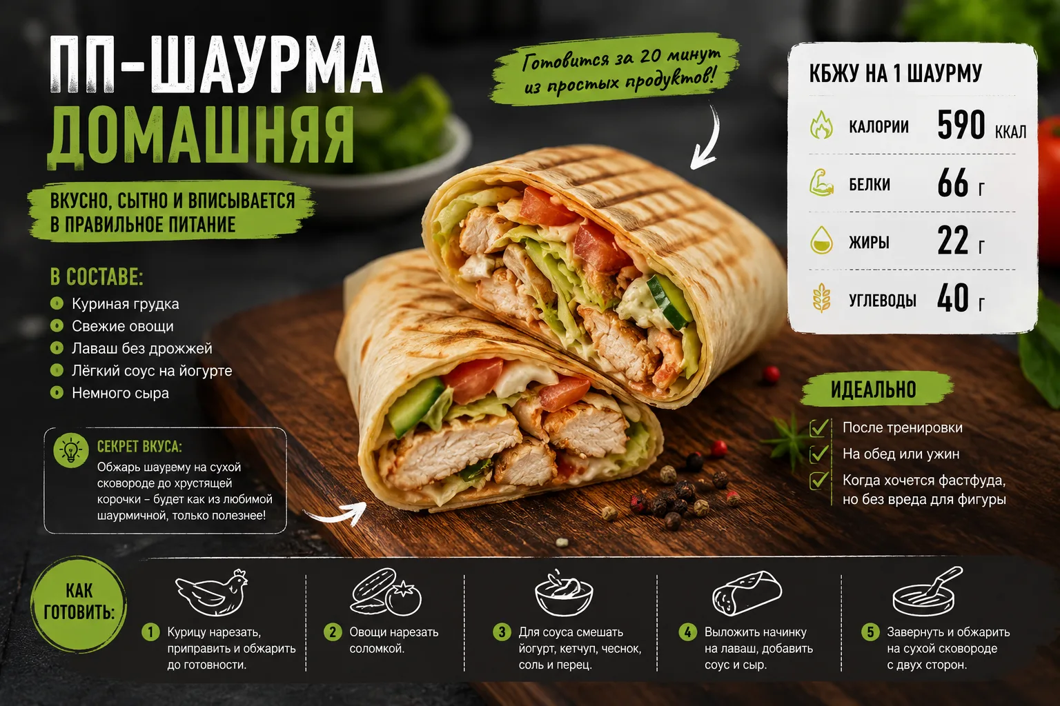 🌯 **ПП-шаурма, которую реально хочется есть**