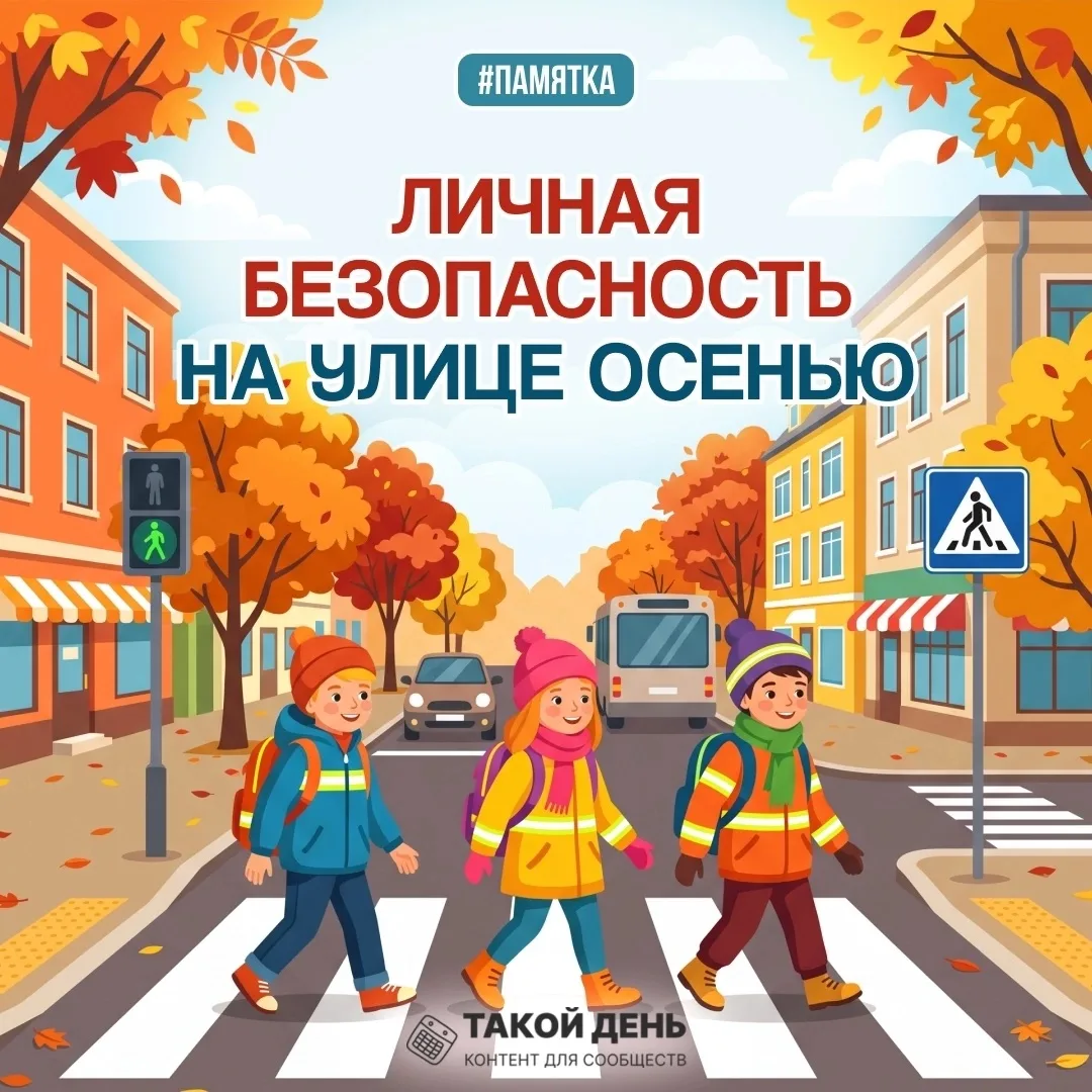 🍁🚦Памятка «Личная безопасность на улице осенью»