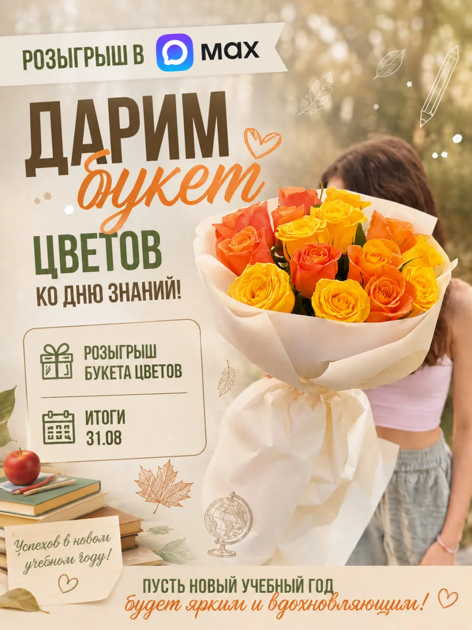 Дарим букет цветов к 1 СЕНТЯБРЯ за подписку на наш канал! 🔔📚