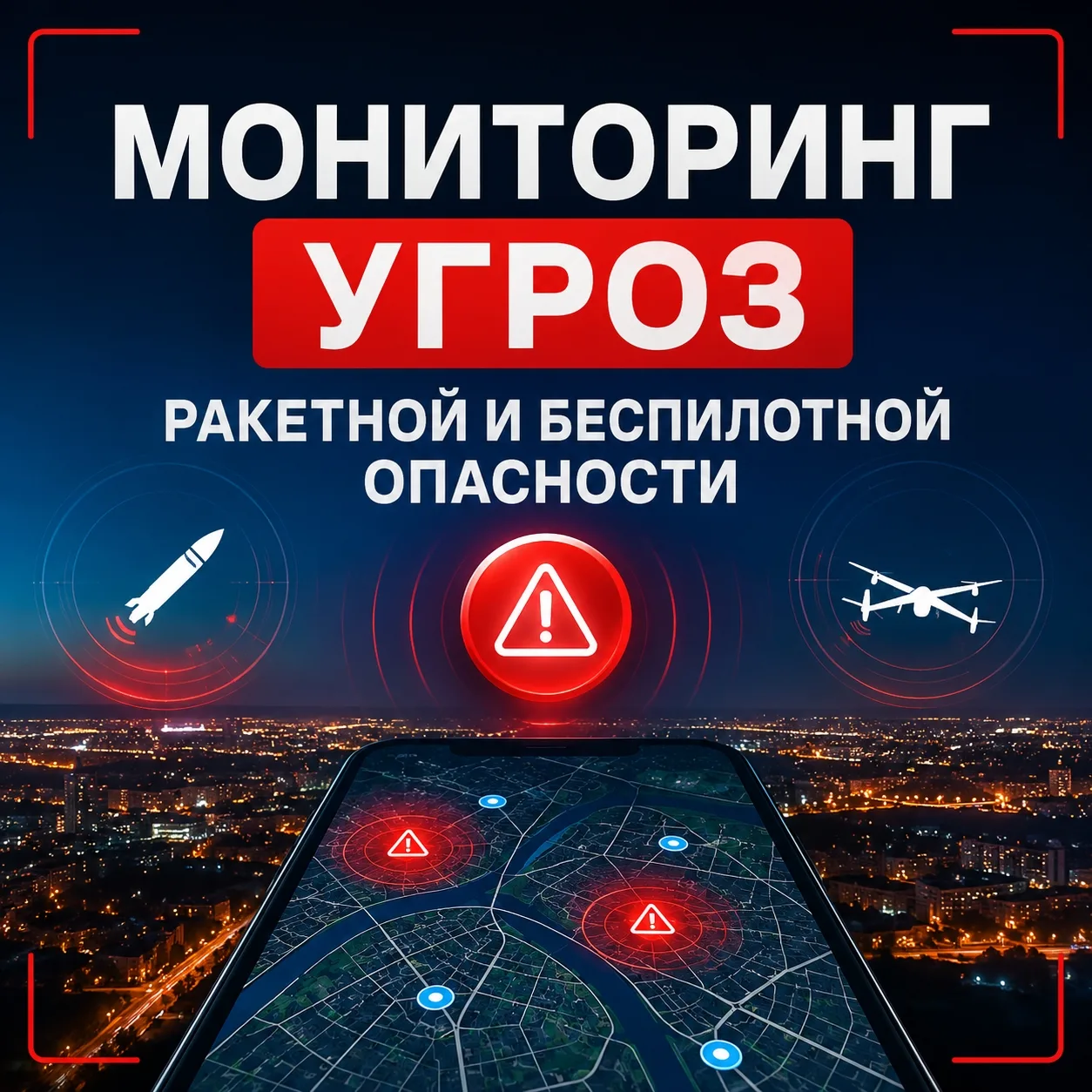⚡ В связи с увеличением количества воздушных атак запустили онлайн-сервис мониторинга р...