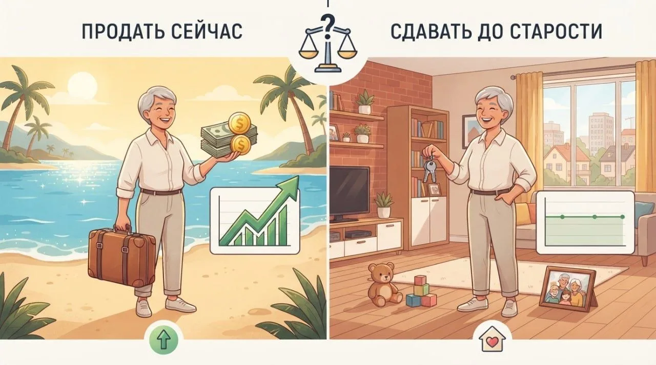 Продать за 5 лет до пенсии или сдавать до старости