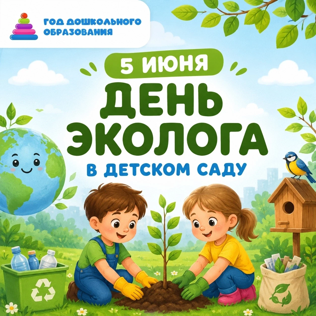 🌿 Сегодня, 5 июня, в старшей группе «Гномики» прошёл День эколога! И пусть наши воспит...