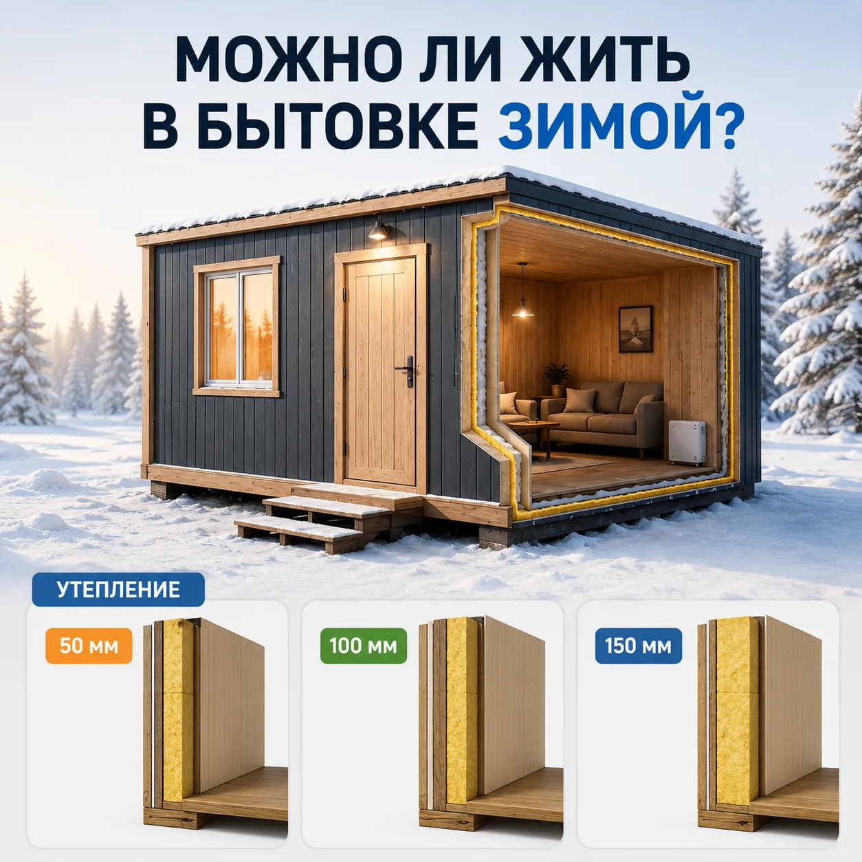❄️ Можно ли жить в бытовке зимой?
