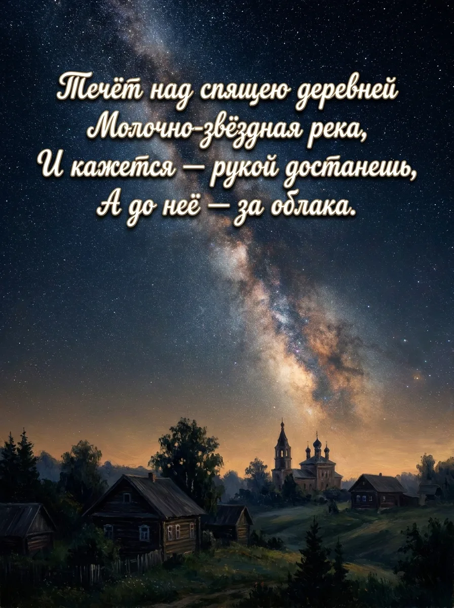 Течёт над спящею деревней