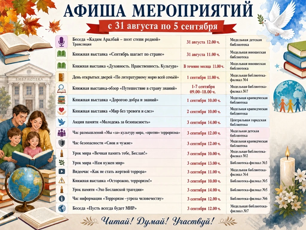 Афиша 31 августа - 5 сентября