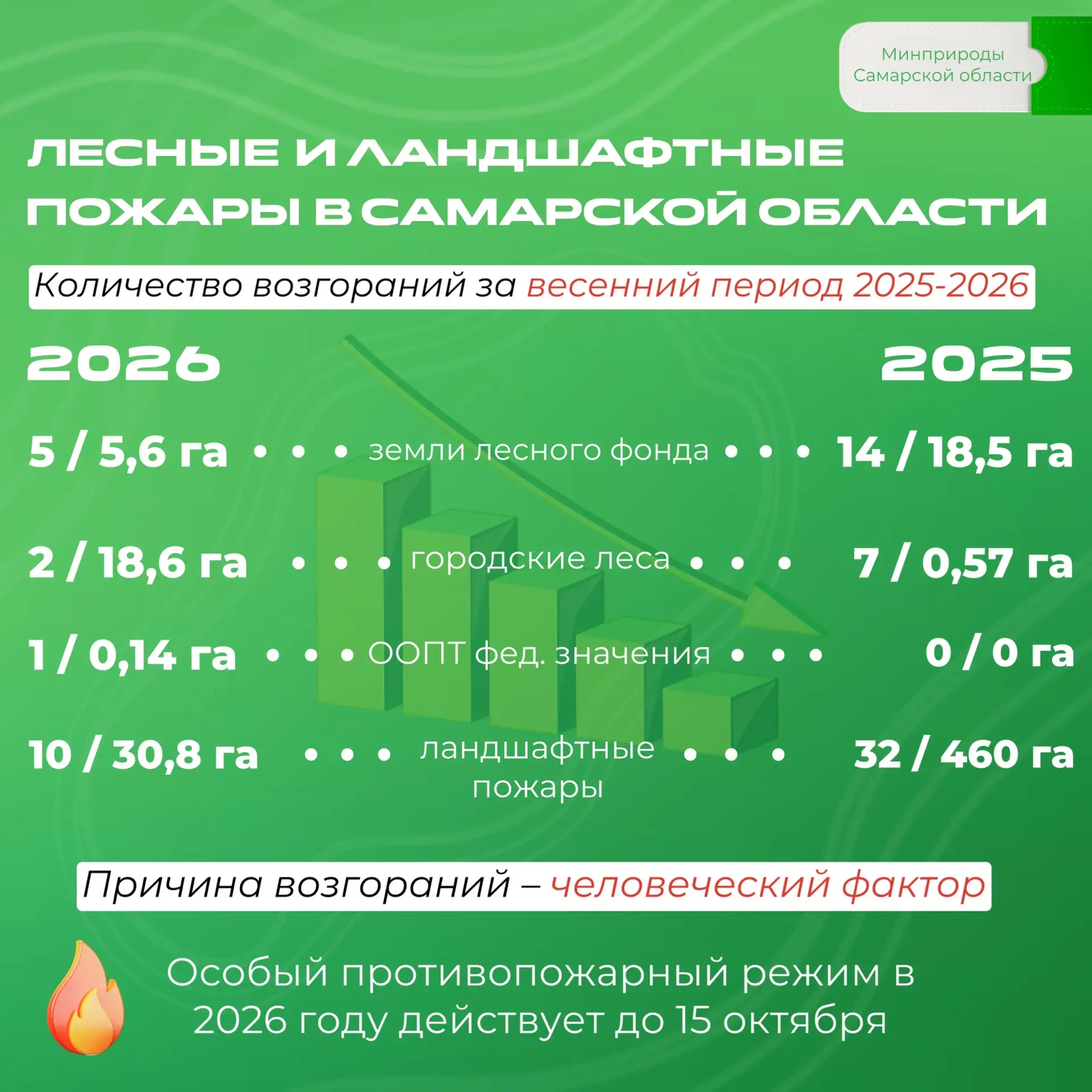 🔥 В этом году на землях лесного фонда количество пожаров сократилось в 2,8 раза, а пло...