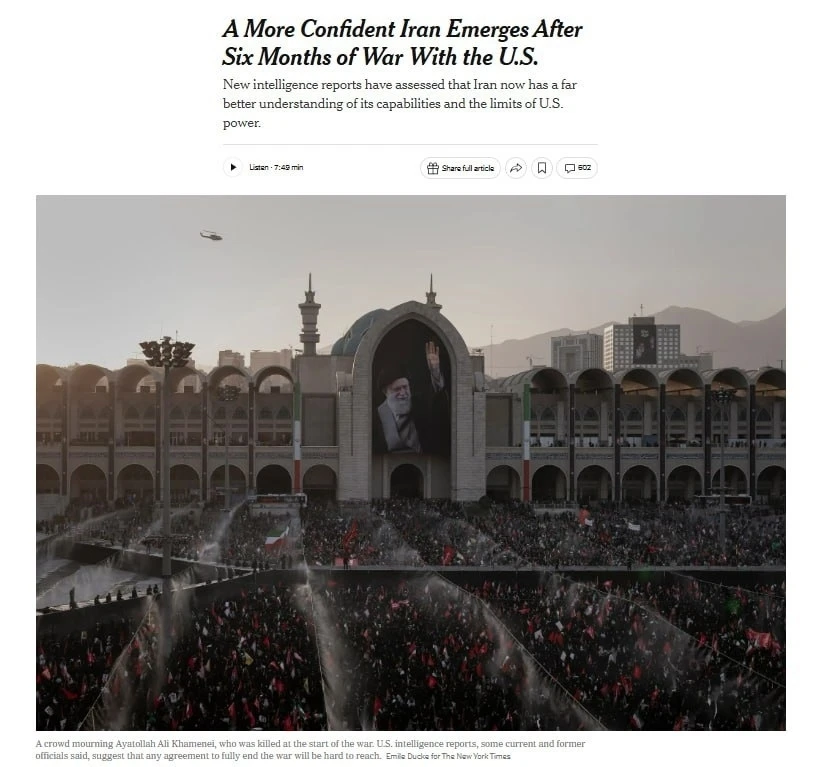 🇮🇷🇺🇸 The New York Times пишет, что спустя полгода войны Иран только стал сильнее