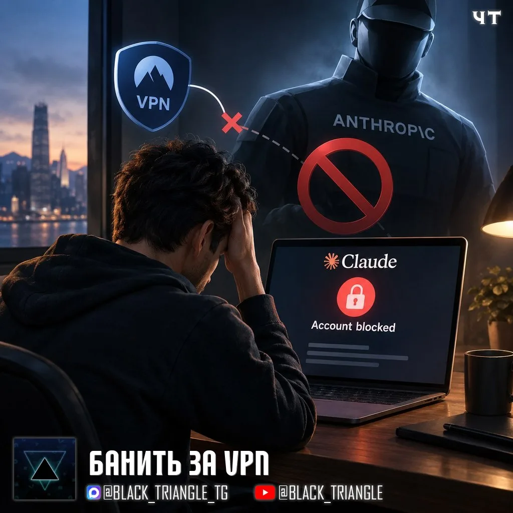 ☝🏻Anthropic начала банить пользователей Claude, которые заходили через VPN