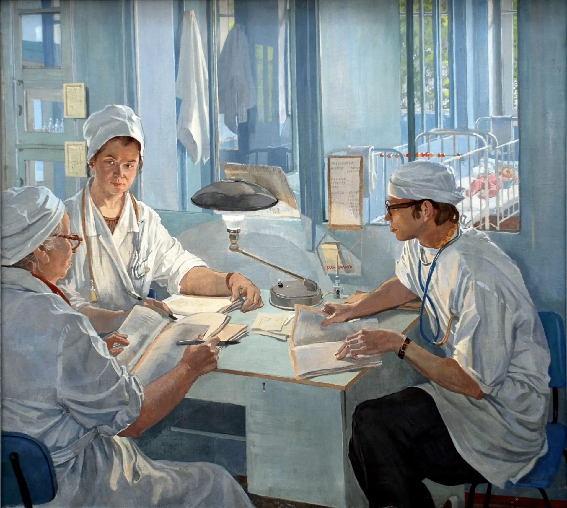 Триптих "В 18-м отделении1-й Клинической детской больницы". 1975 г.
