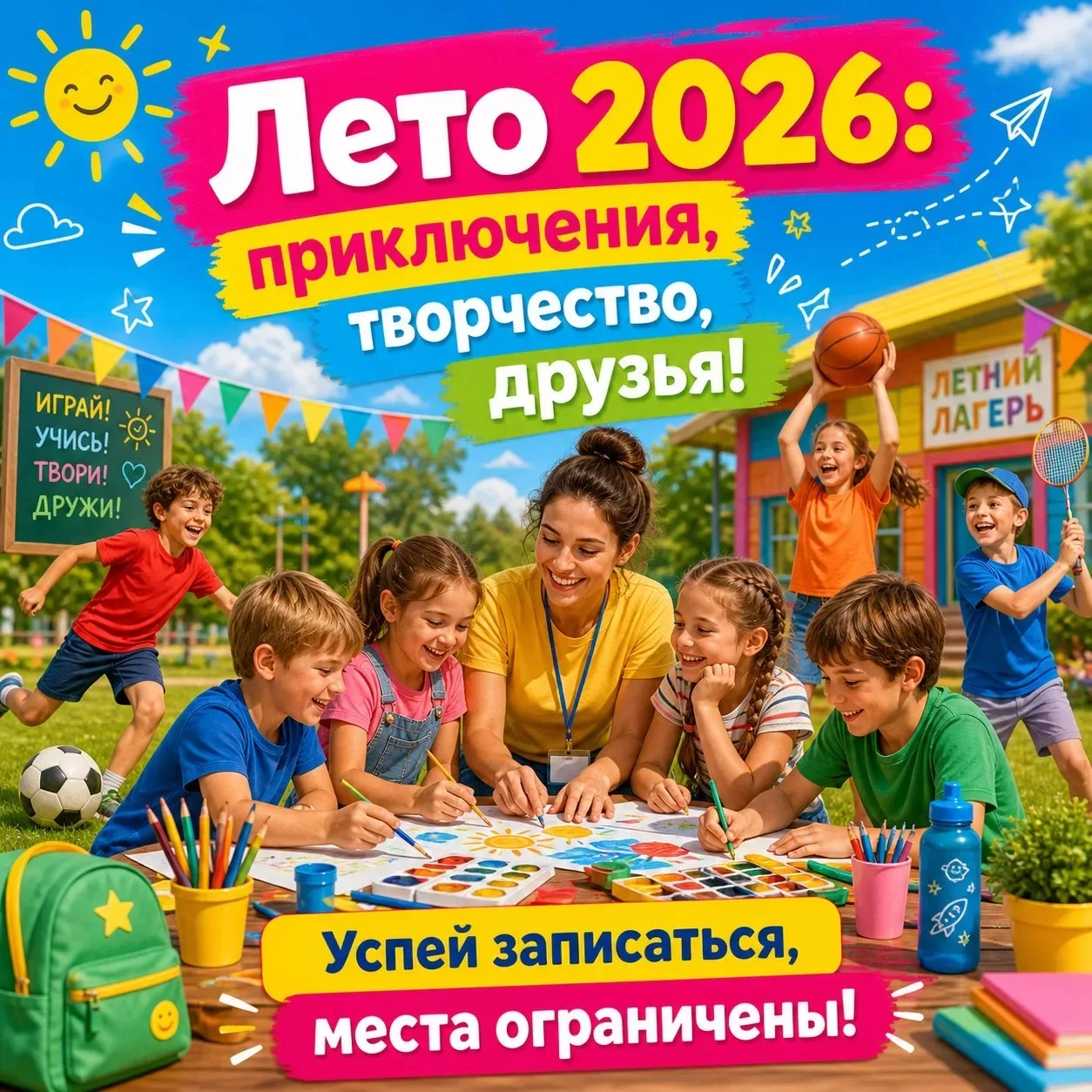 ☀️ Дневной лагерь: место, где дети счастливы, а родители — спокойны!