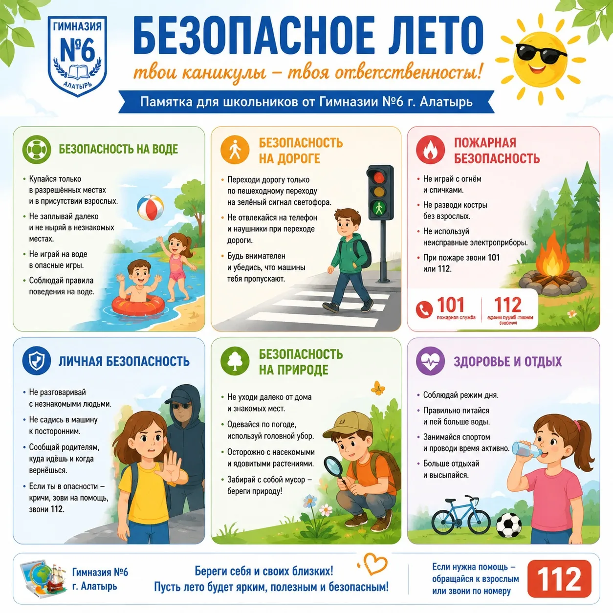 ☀ Безопасное лето: напоминание от гимназии №6 г.Алатырь☀