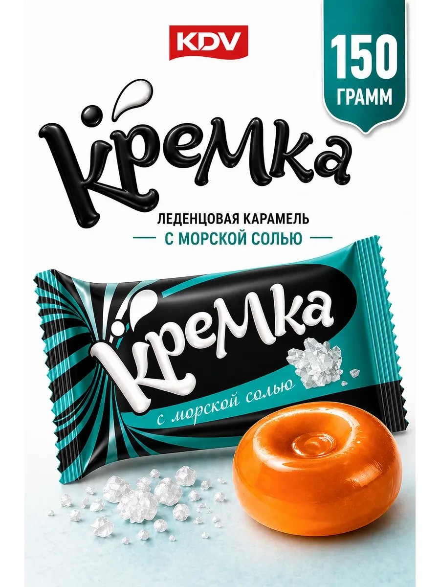 ⚡️ Конфеты леденцы Кремка с морской солью 150 грамм, KDV