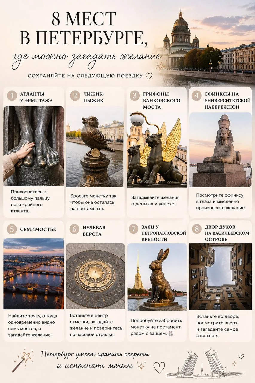 ✨ 8 мест Петербурга, где можно загадать желание