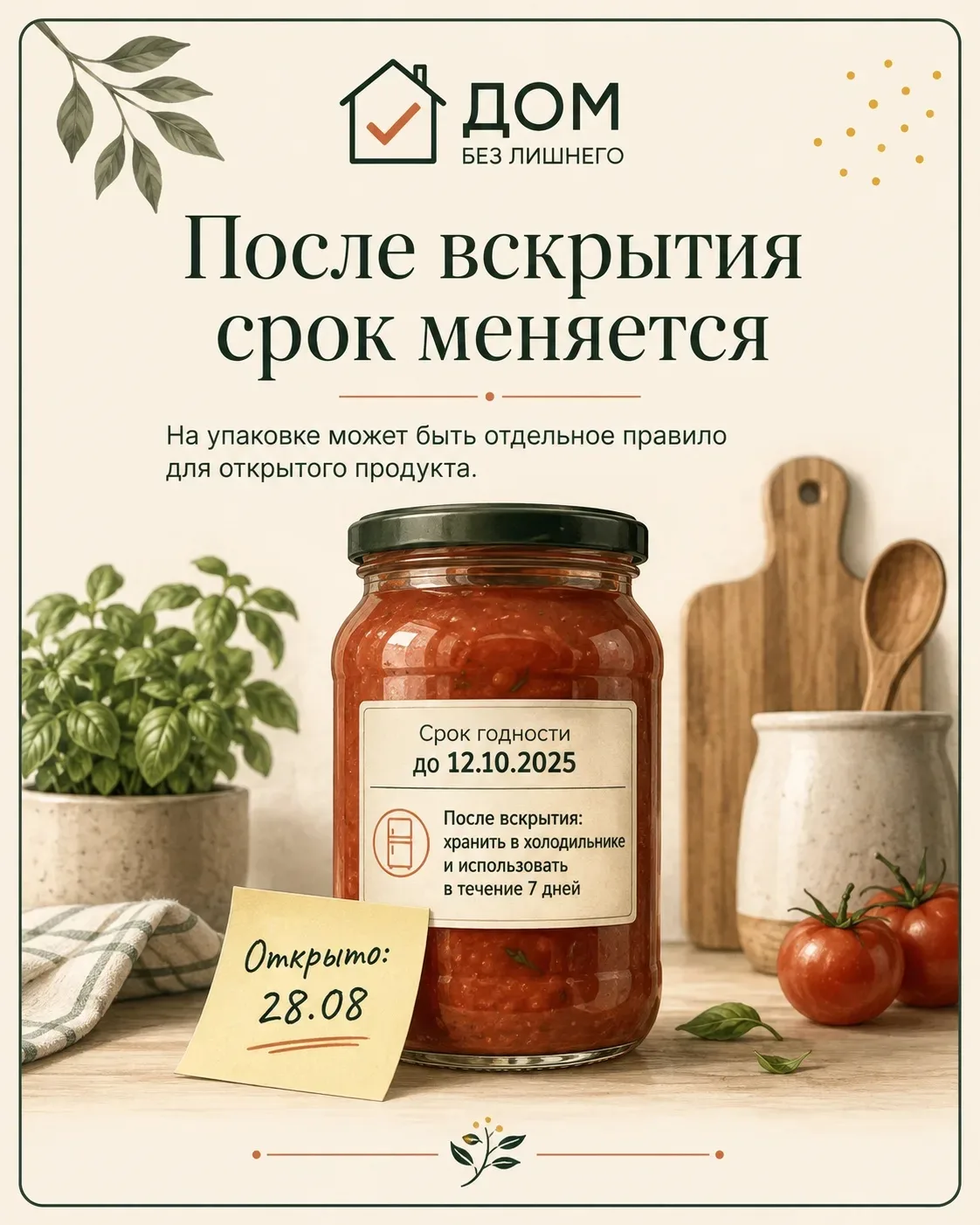 После вскрытия срок меняется