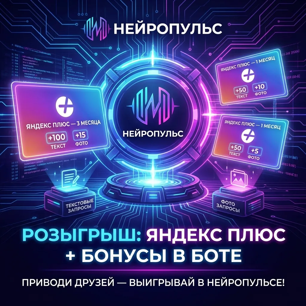 🏆 КОНКУРС «ПРИВЕДИ ДРУГА В НЕЙРОПУЛЬС» 🏆  С 5 апреля по 5 мая разыгрываем подписки на Яндекс Музыка 