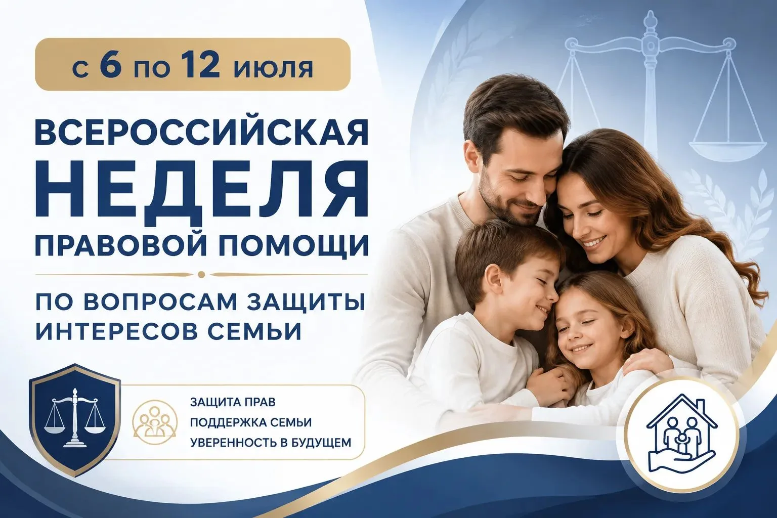 📢 Всероссийская неделя правовой помощи по вопросам защиты семьи: 6–12 июля 2026

С 6 по 12 июля во 