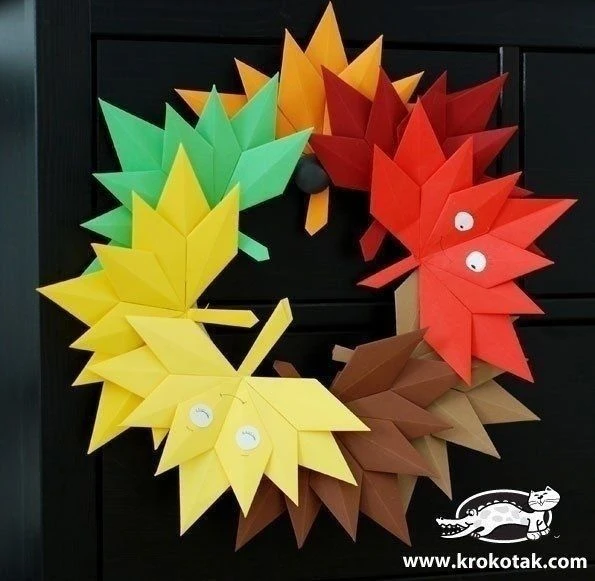 🍁✂️Осенний венок в технике оригами.