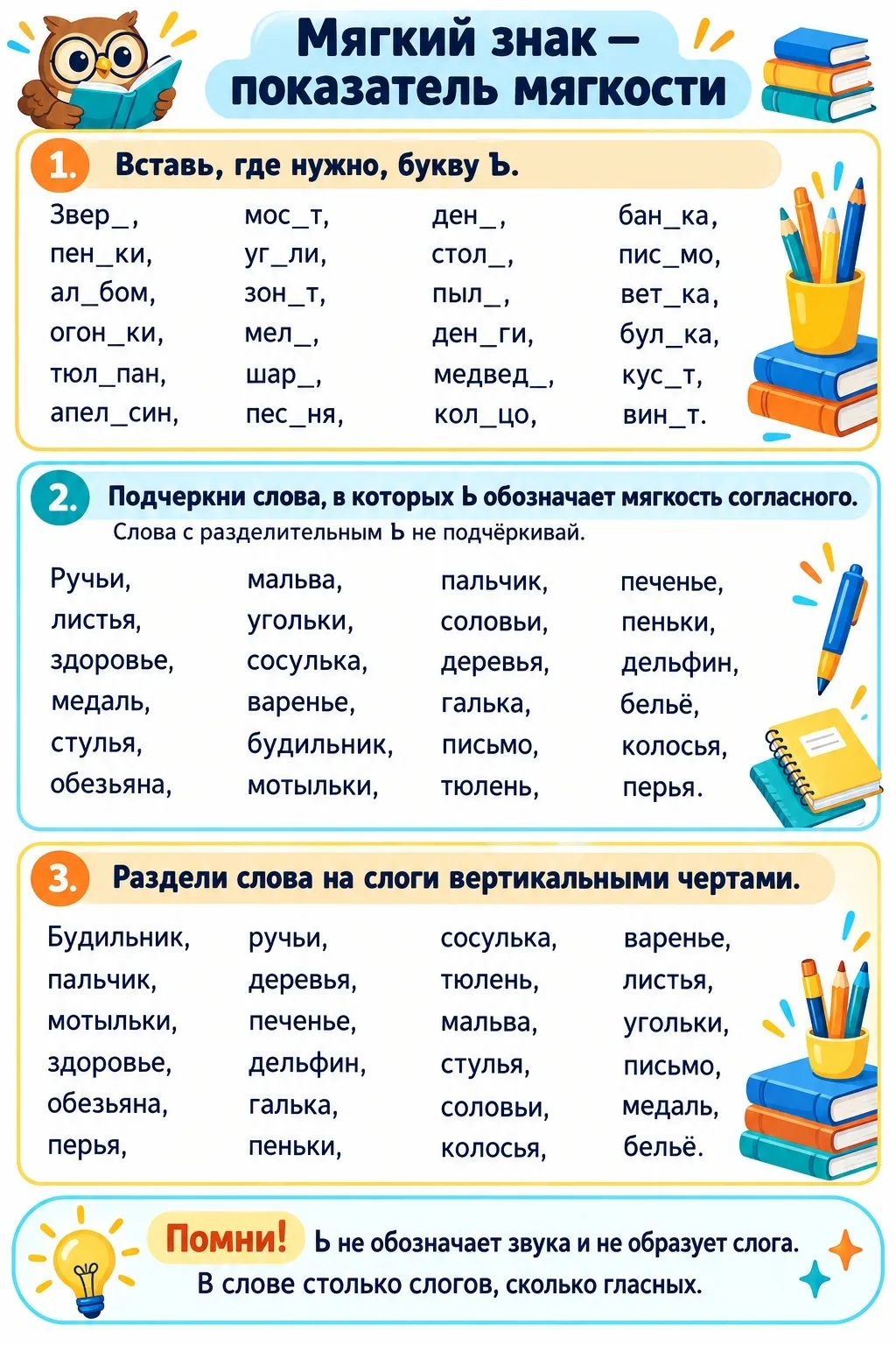 🖇 МЯГКИЙ ЗНАК — ПОКАЗАТЕЛЬ МЯГКОСТИ 🖊📚