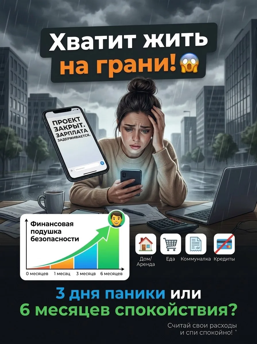 Хватит жить на грани! 😱

Представь: завтра тебе прилетает "сюрприз" — проект закрыли, зарплату заде
