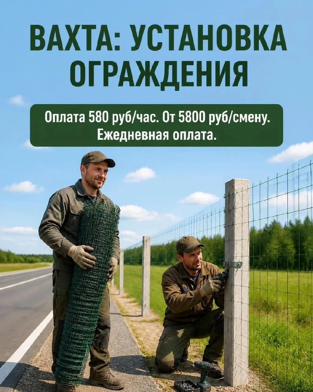 👷 Срочно! Рабочие на установку ограждений в Тучково 🚧