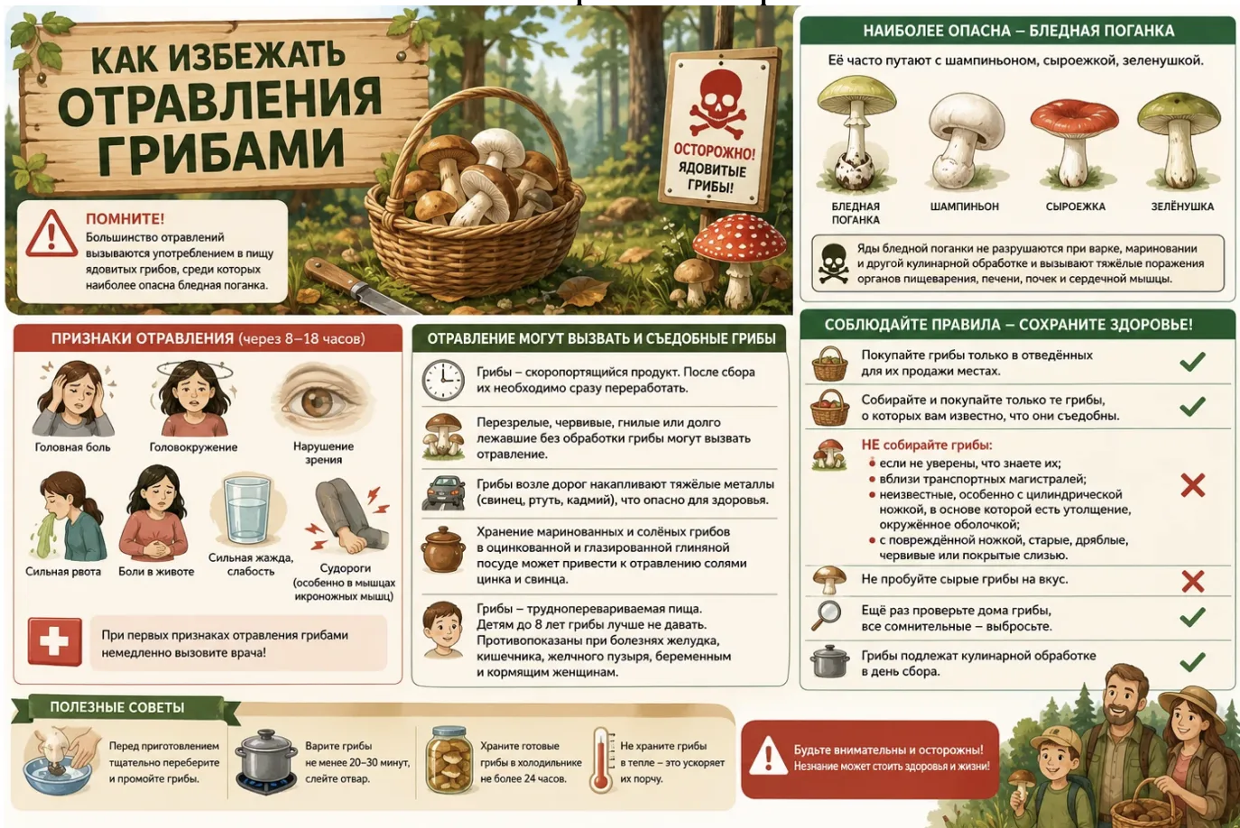 Как избежать отравления грибами?