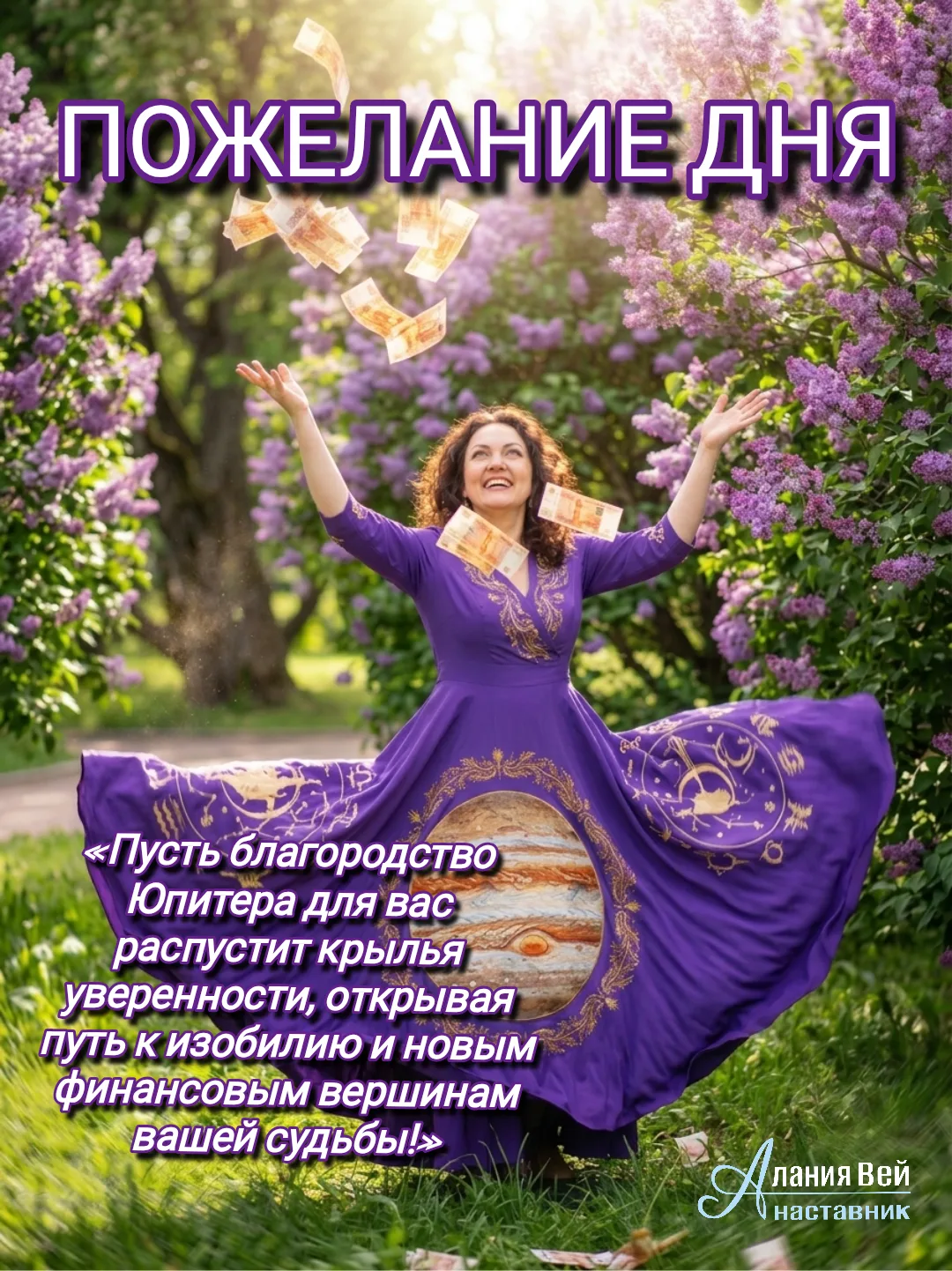 ✨«Пусть благородство Юпитера для вас распустит крылья уверенности, открывая путь к изоб...