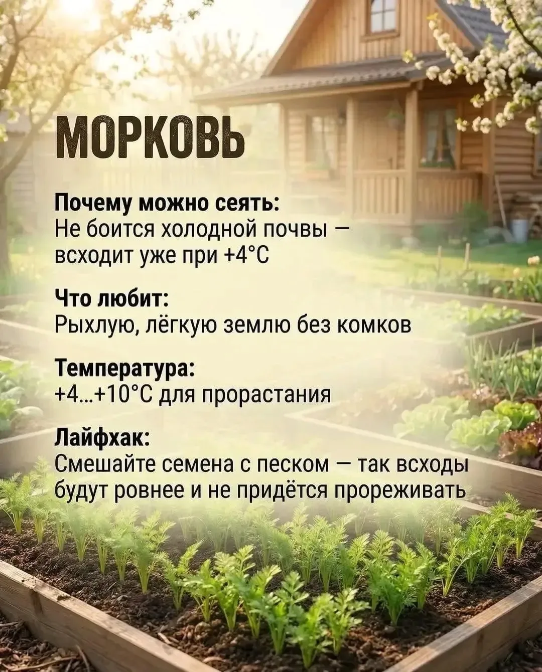 Секреты идеальной моркови: от посадки до всходов🥕

Морковь — овощ хоть и привычный, но со своими ка