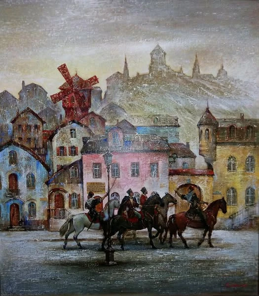 Работа художника Цаллагова В.К. «Казаки в Париже» 2014 год.