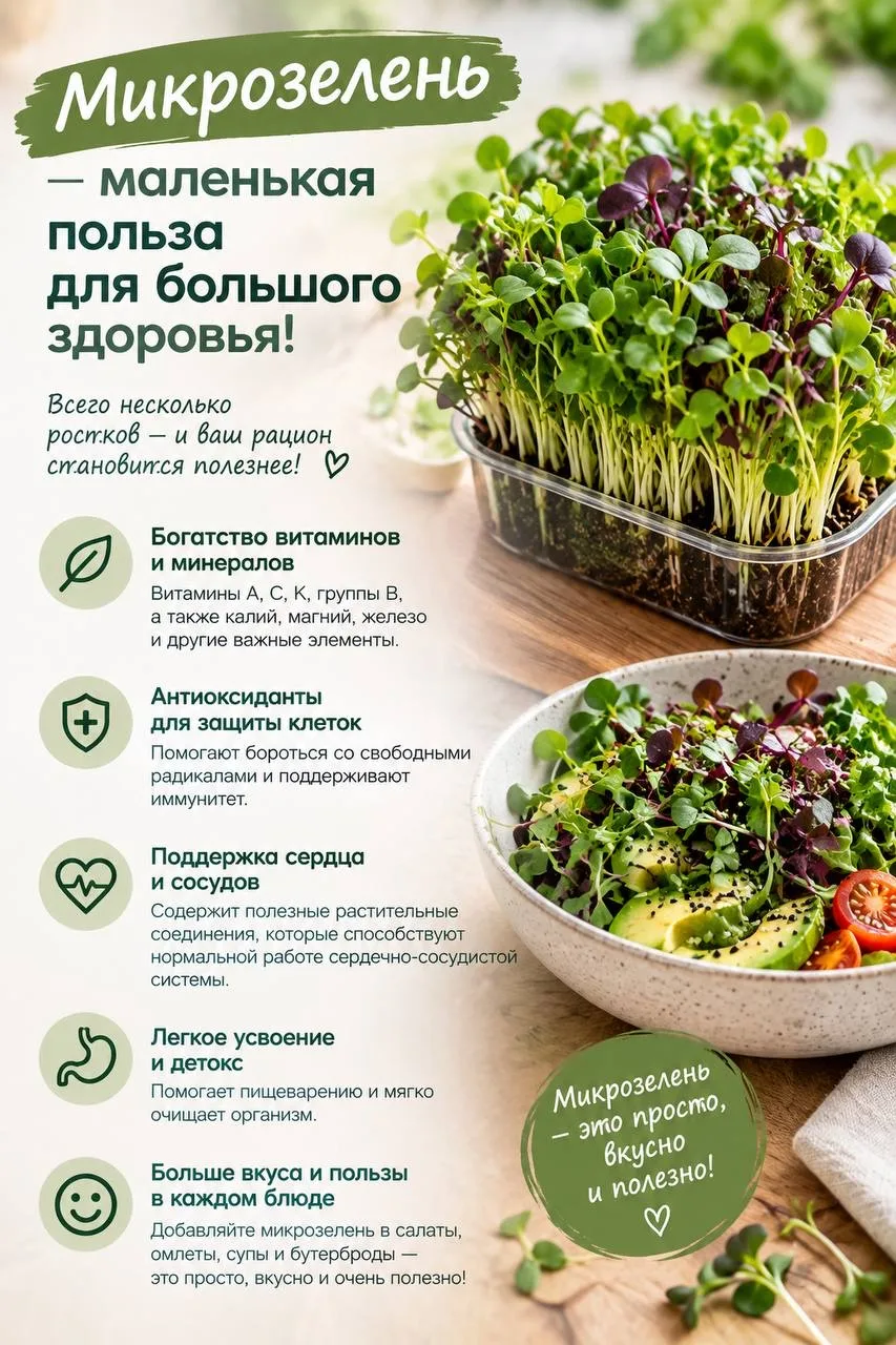 Чем полезна микрозелень и почему стоит добавить её в рацион?