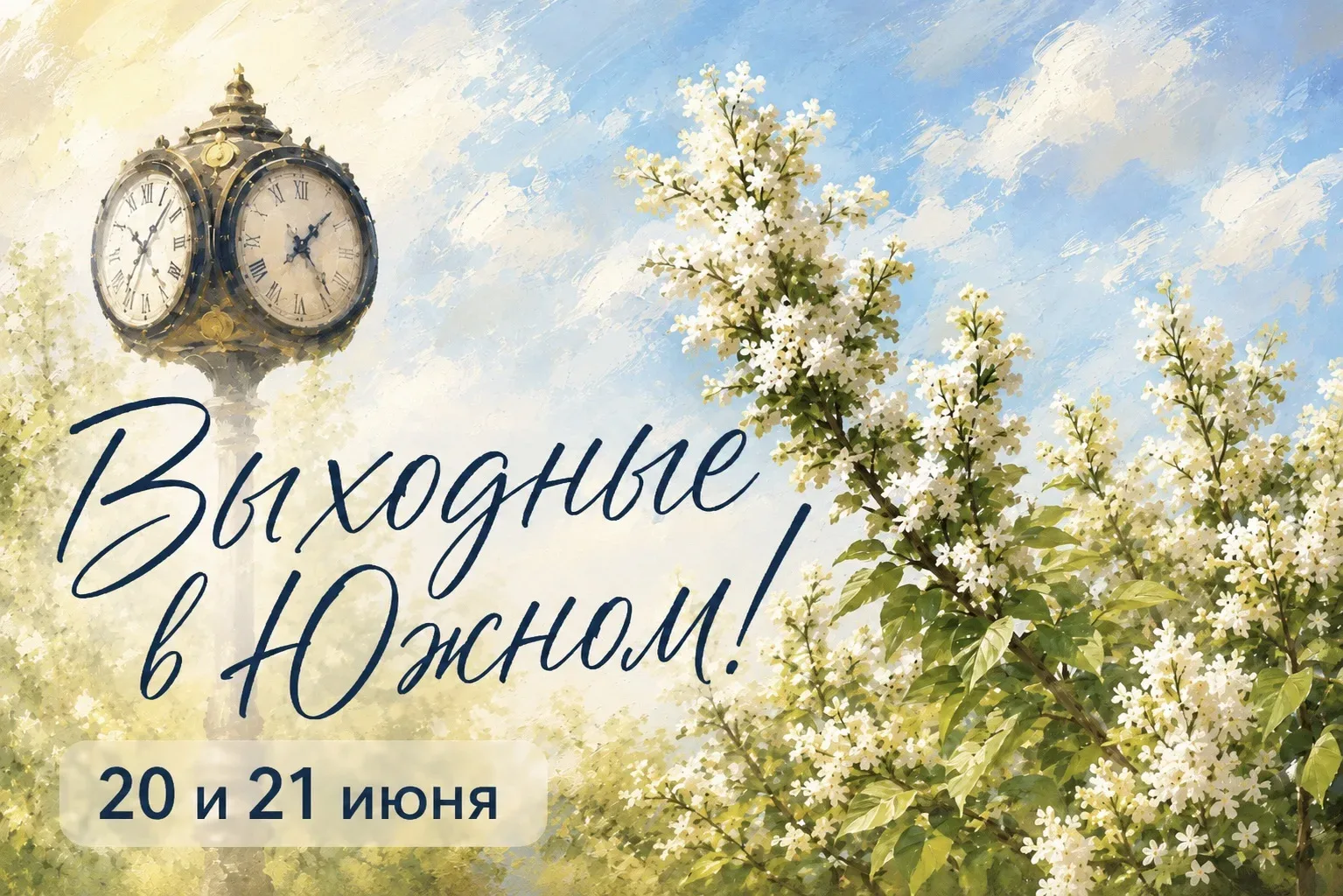 🌿 Выходные в Южном – это круто!

Делимся афишей мероприятий на субботу и воскресенье:

20 июня:

11