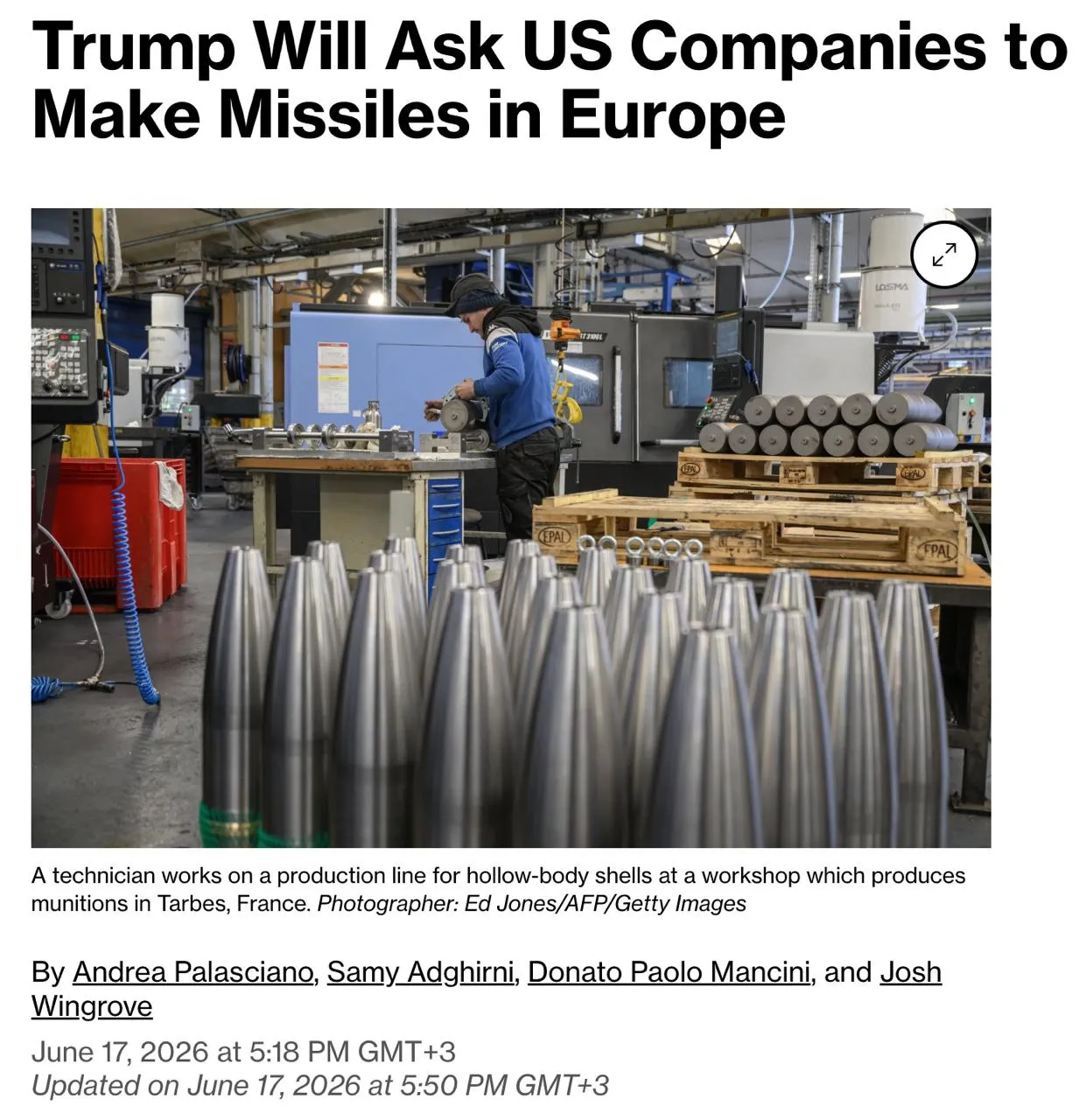 Трамп попросит американские оборонные компании наладить производство оружия по лицензии...