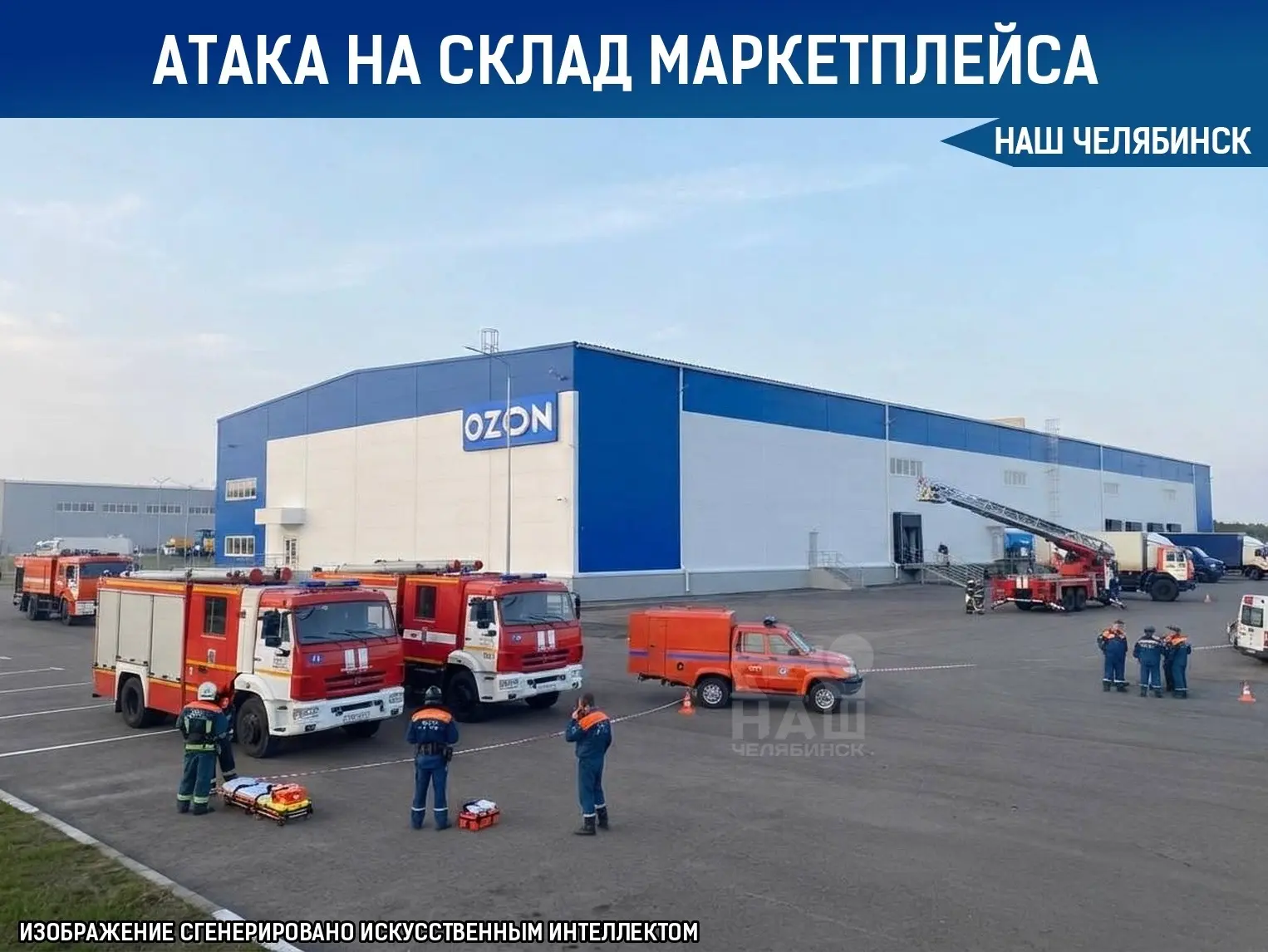 😨 После падения обломков БПЛА загорелся склад Ozon
