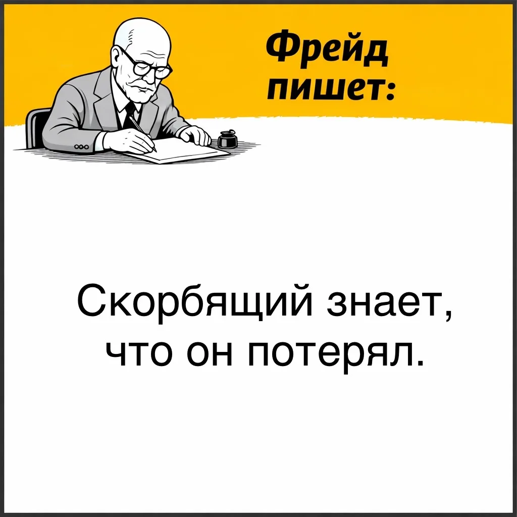 Фрейд обращал внимание на важное отличие скорби от психической проблемы. При скорби человек понимает