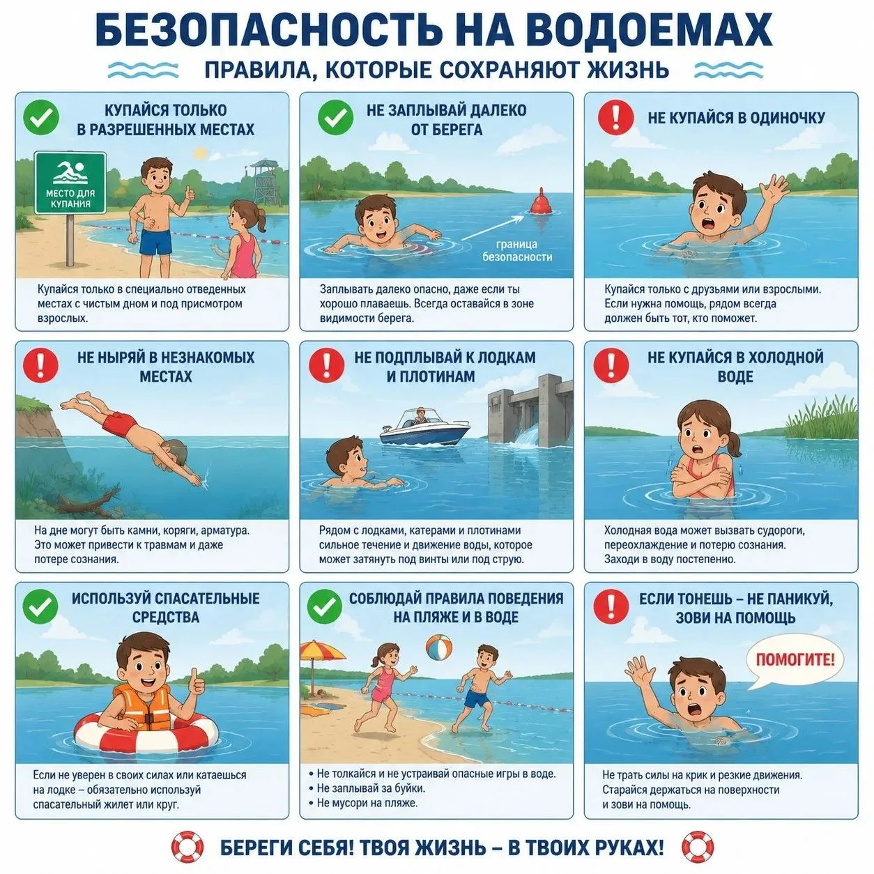 🌊 Лето и вода: как не стать героем грустной истории 🌞Лето — это время для веселья, но...