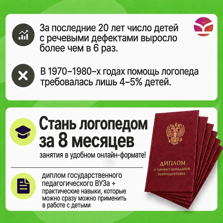 Учитесь в удобном онлайн-формате и получите квалификацию “учитель-логопед” за 8 месяцев!
