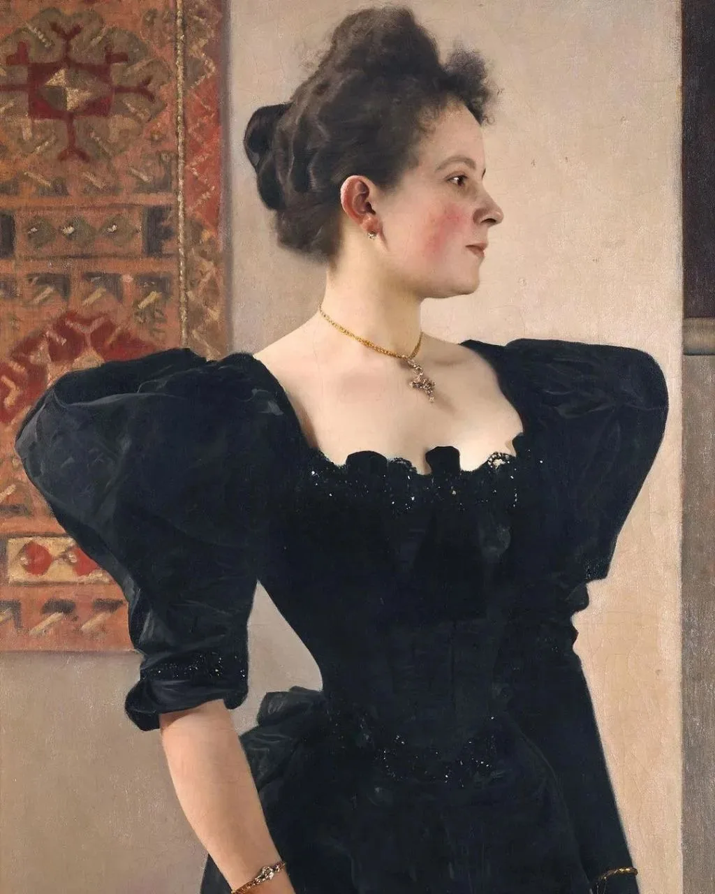 "Портрет Мари Бройниг", 1894 г. 

Густав Климт (Gustav Klimt, 1862-1918)

Деталь картины. Холст, мас