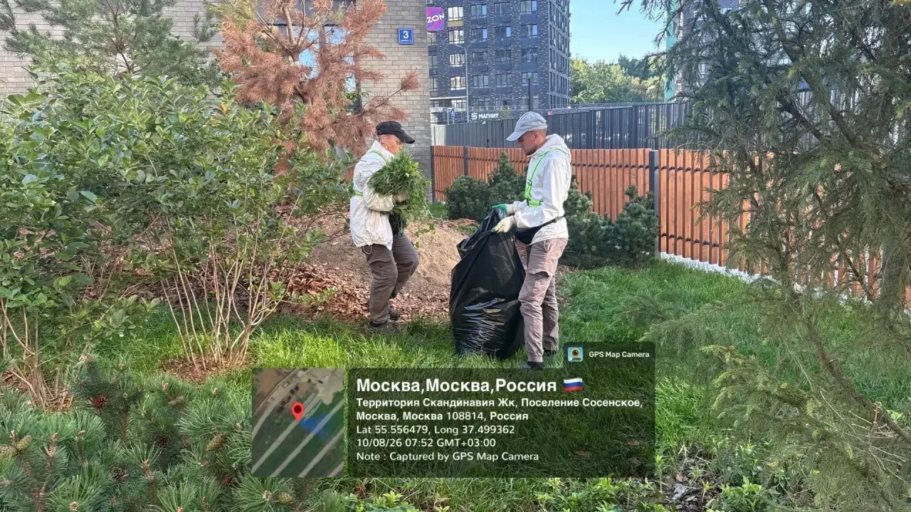🌳Продолжаем заботиться о зелёных насаждениях на территории ЖК «Скандинавия Центр»
