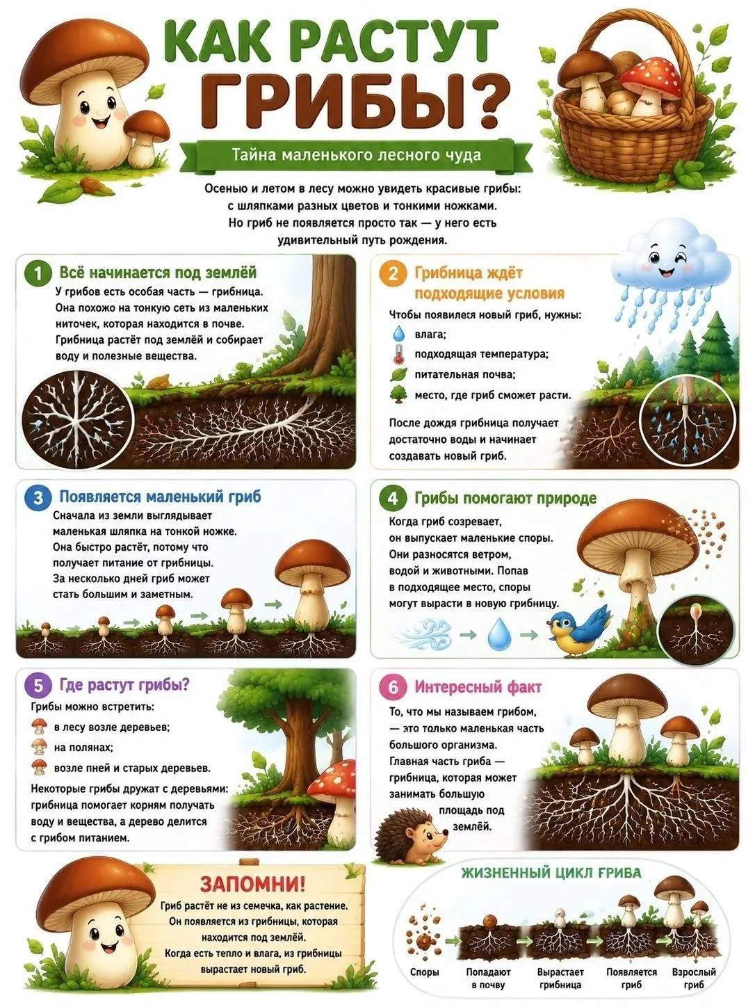 🍄 Как растут грибы?