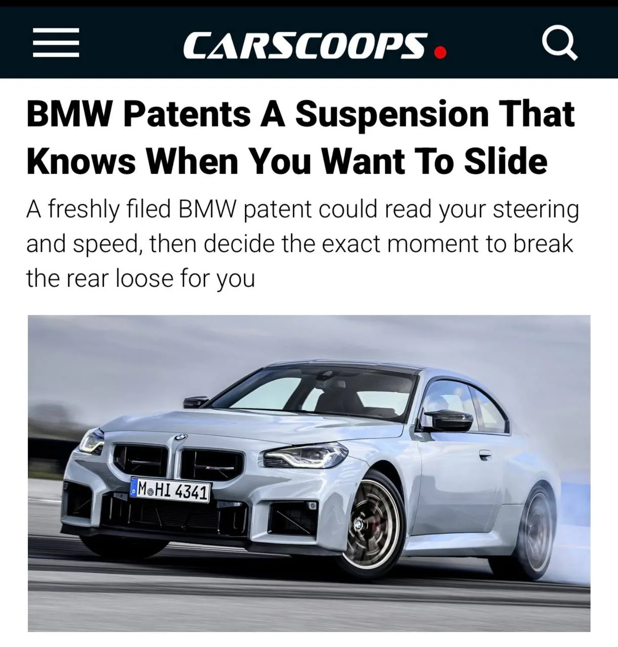 BMW запатентовала новую подвеску, которая способна определять, когда водитель хочет вып...