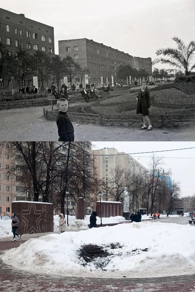 📍В сквере "на Шарике"    1945/2025 год.  💡На фотографии из личного архива изображён центральный пята