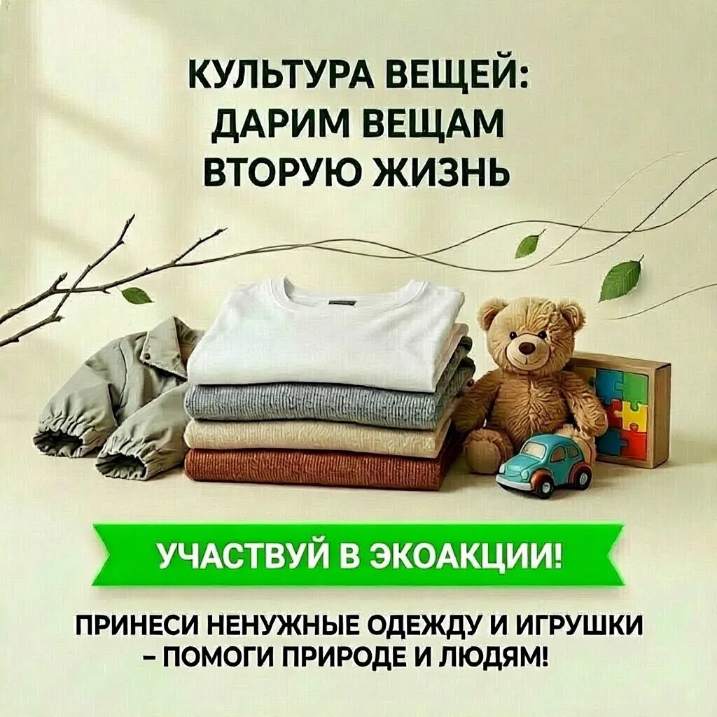 ❤️Не выбрасывай — отдай! 

🤝Приглашаем присоединиться к акции «Культура вещей» — проекту АНО «Эколо